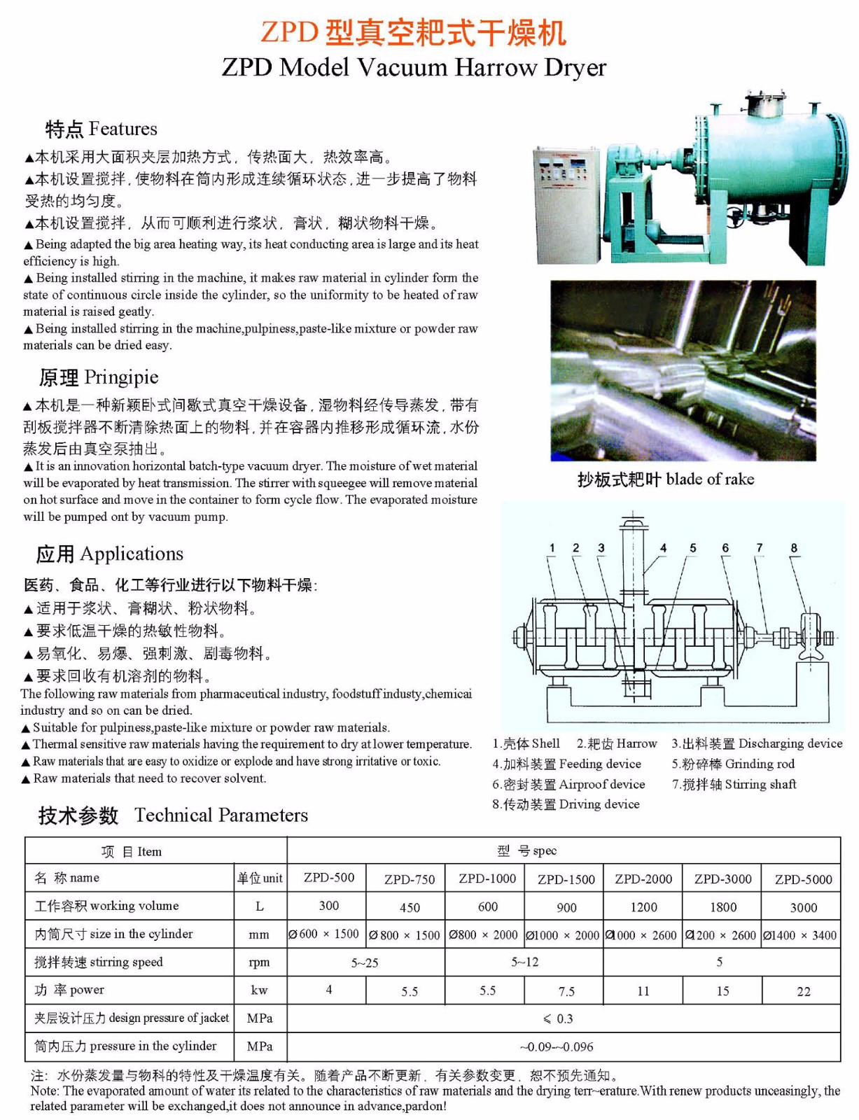 ZPD型真空耙式干燥機